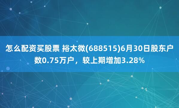 怎么配资买股票 裕太微(688515)6月30日股东户数0.75万户，较上期增加3.28%
